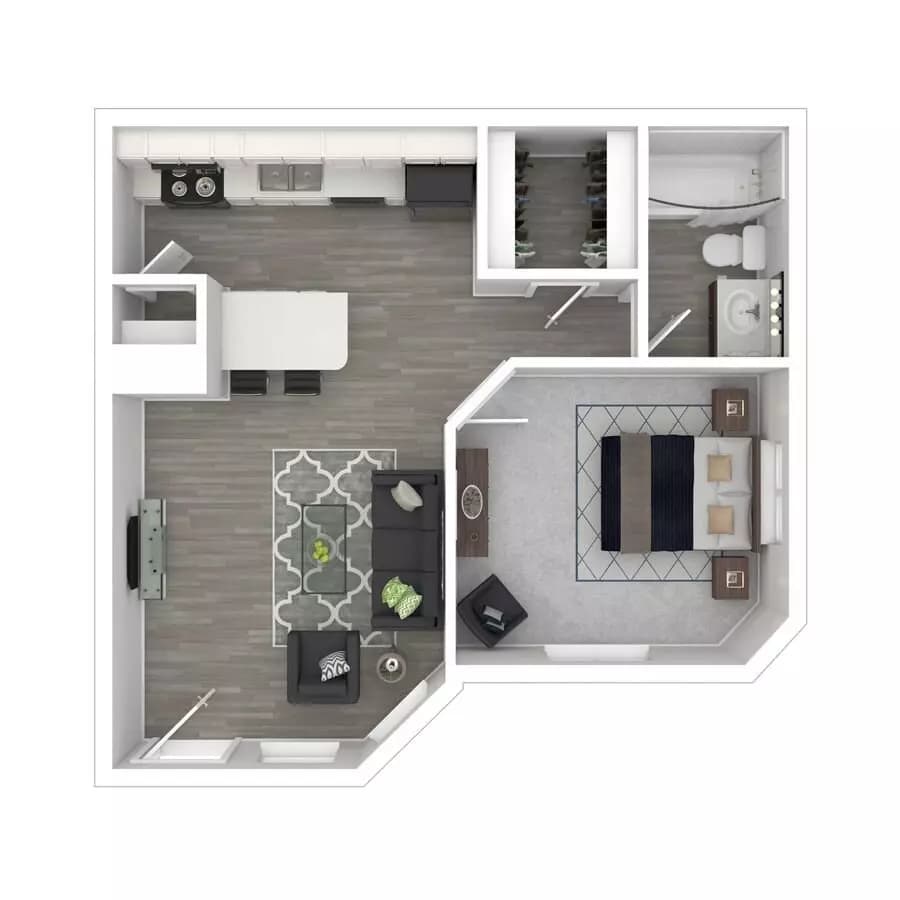1 Bed • 1 Bath 2109P floor plan