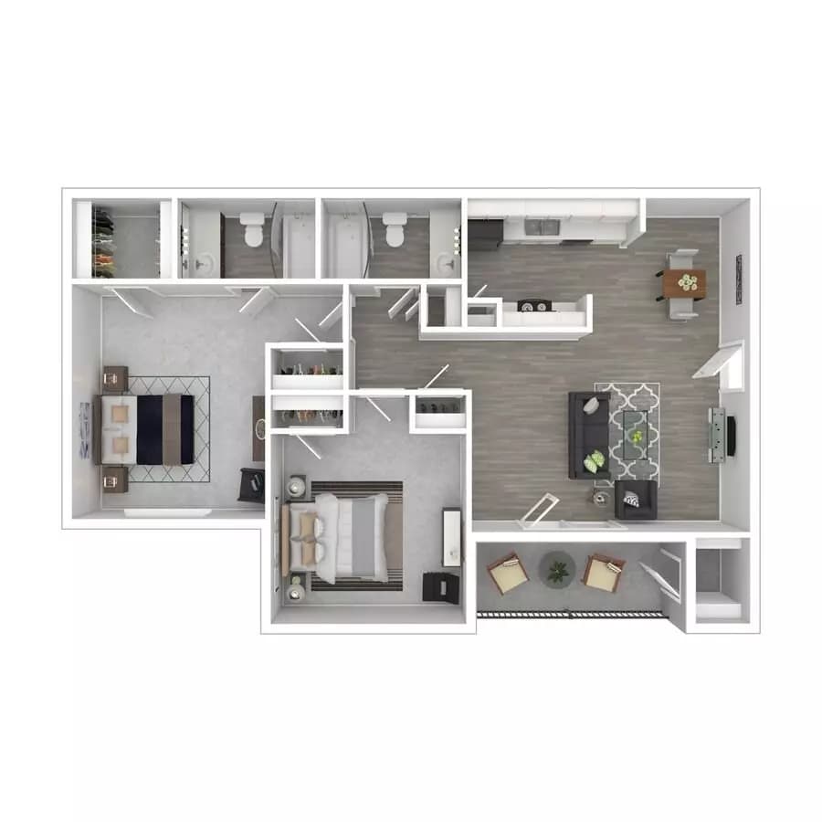 2 Beds • 2 Bath 1101P floor plan