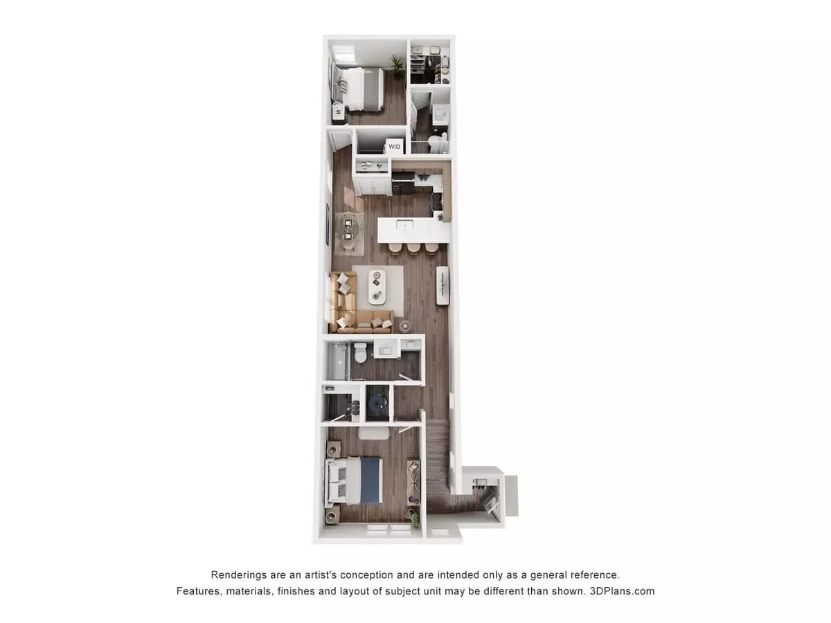 2 Beds • 2 Bath 31-B floor plan