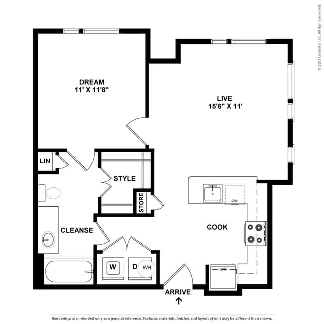1 Bedroom Affordable - A1 1101 floor plan