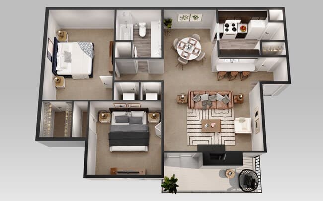 2 Bedroom 1 Bath 2135 floor plan