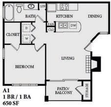 1 Bed • 1 Bath 2022 floor plan