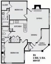 2 Beds • 2 Bath 1725 floor plan