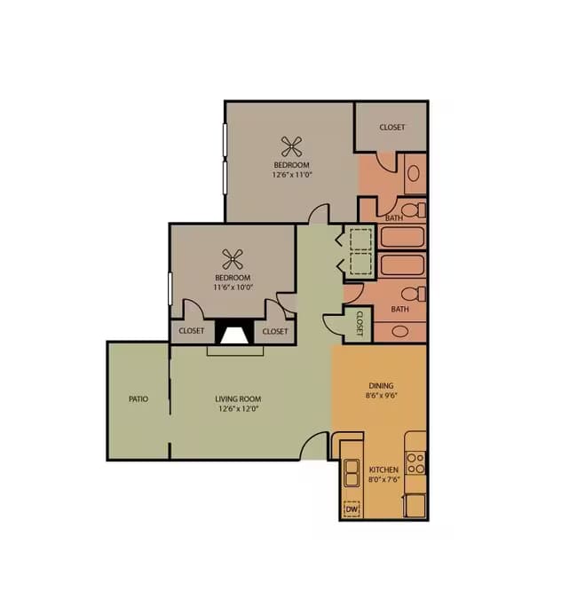 2 Beds • 2 Bath 2164 floor plan