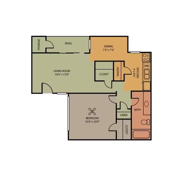 1 Bed • 1 Bath 2248 floor plan
