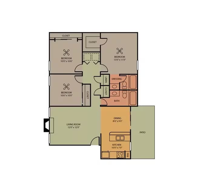 3 Beds • 2 Bath 2122 floor plan