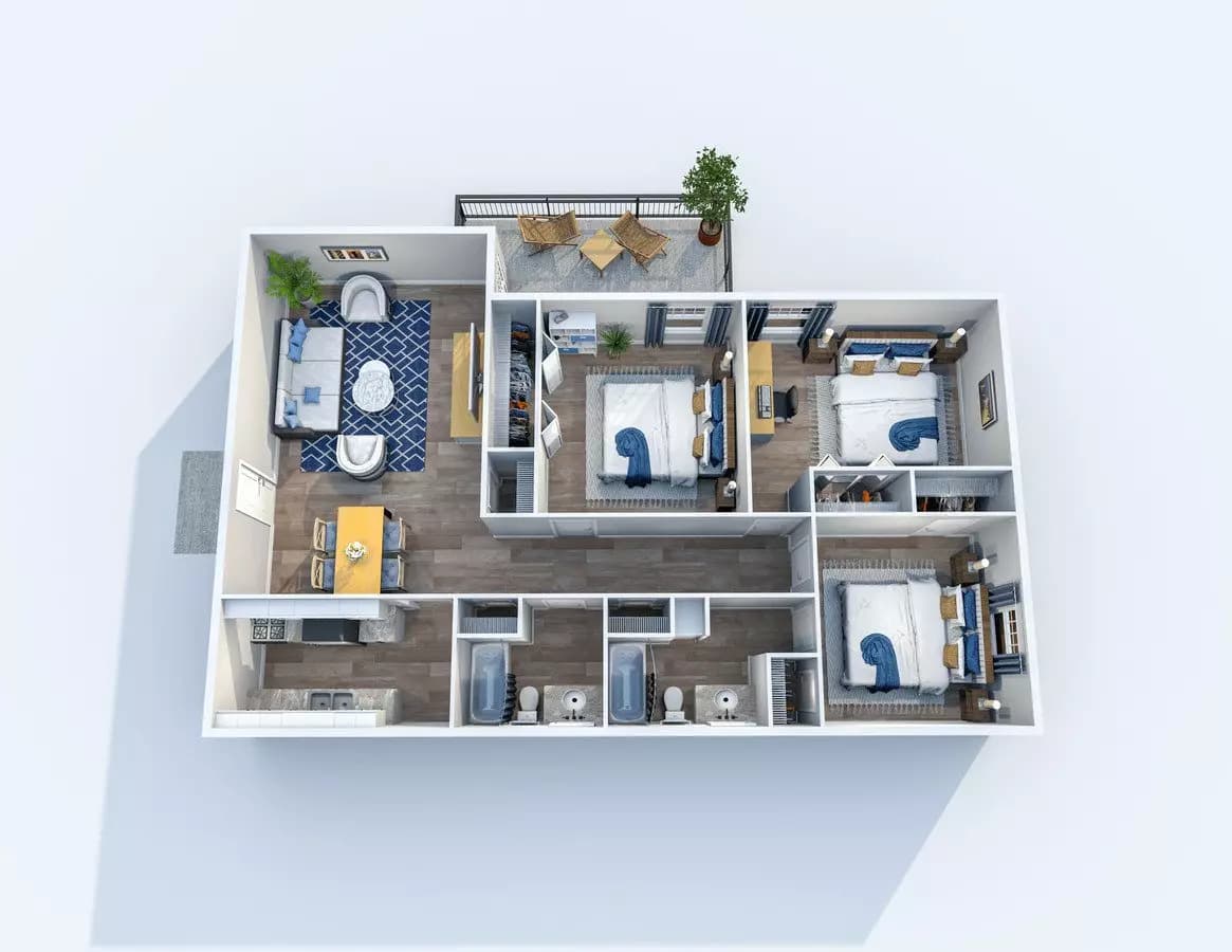 3 Beds • 2 Bath 286-2 floor plan