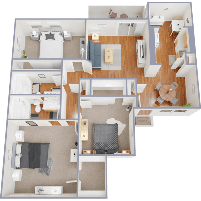 3 Bed 2 Bath 250 floor plan