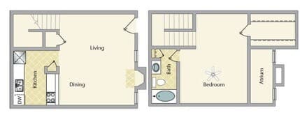 A3 Townhome 820 floor plan
