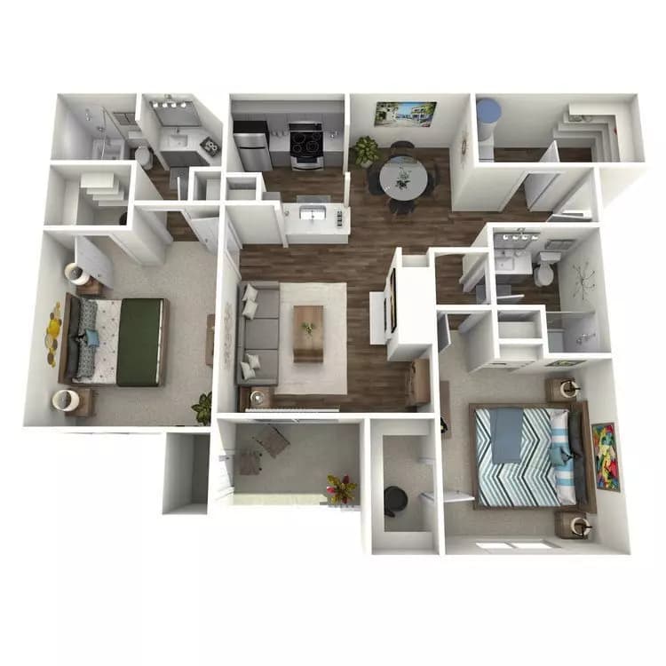 2 Beds • 2 Bath 1237 floor plan