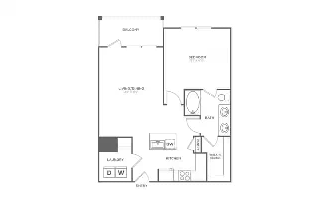 1 Bed • 1 Bath 3114 floor plan
