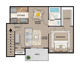1X1 Apartment 60SA 21-163 floor plan