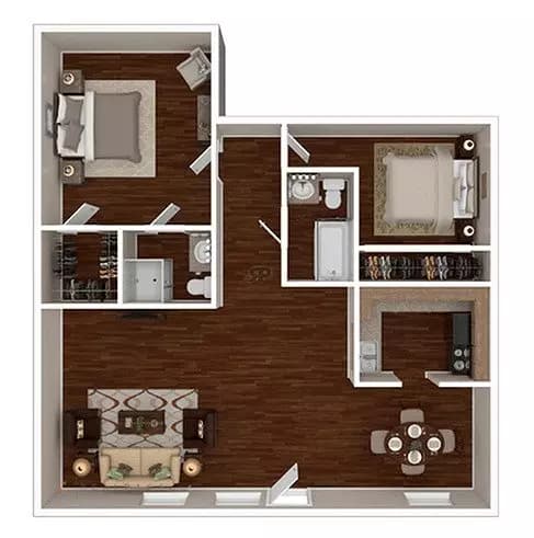2 Beds • 2 Bath 203 floor plan
