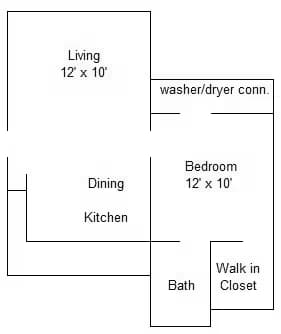 1 Bed • 1 Bath 9 floor plan