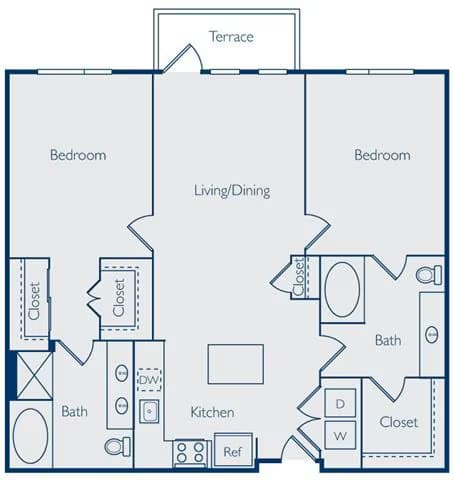 2 Beds • 2 Bath 1443 floor plan