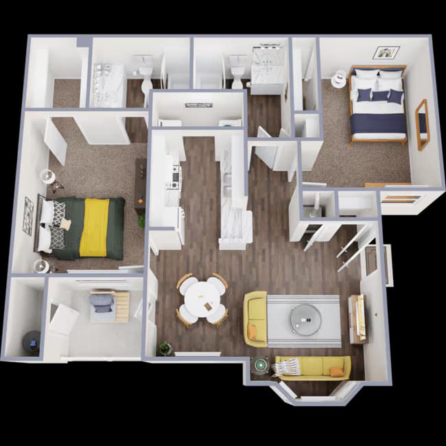 2 Beds • 2 Bath 07-3050 floor plan