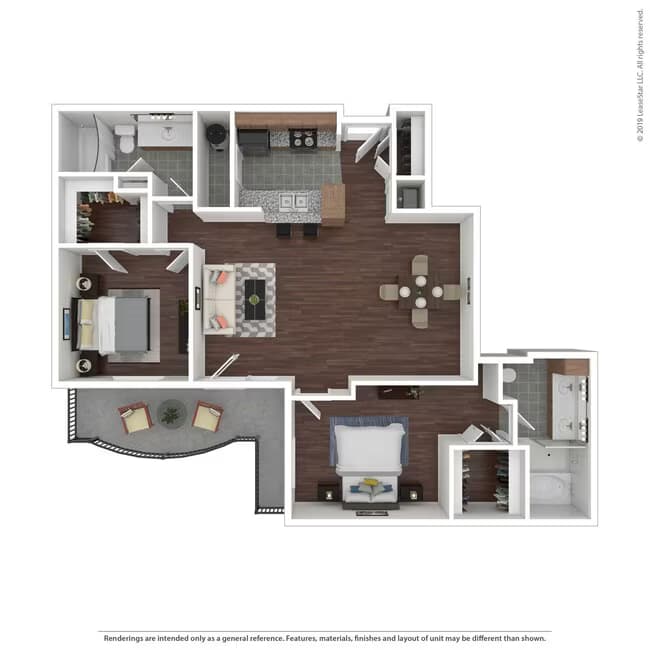 2 Beds • 2 Bath 7002 floor plan
