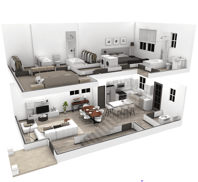 2 Beds • 2 Bath 1007 floor plan