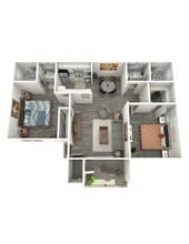 Two Bedroom, Two Baths Large 2104 floor plan