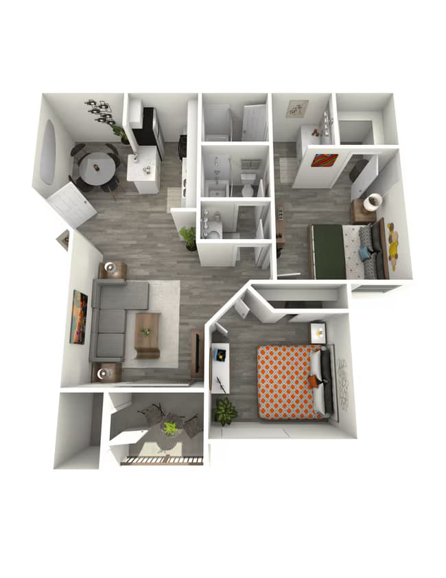 Two Bedroom, Two Baths 2098 floor plan