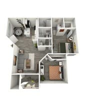 Two Bedroom, Two Baths 2136 floor plan