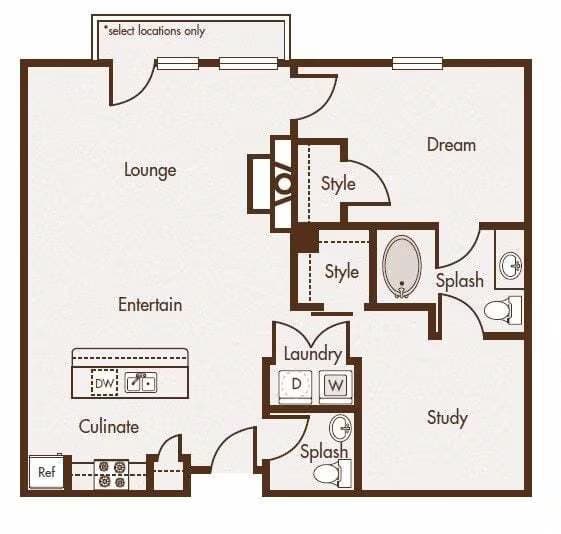 One Bedroom Den 314A floor plan