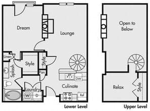 One Bedroom Loft 401B floor plan