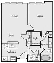 One Bedroom 440B floor plan