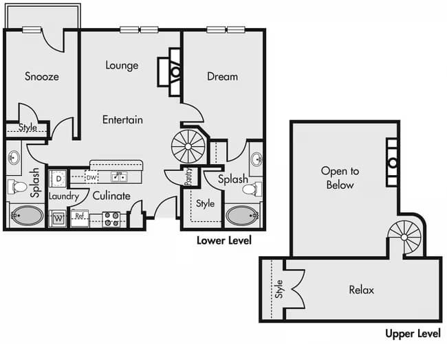 Two Bedroom Loft 411A floor plan