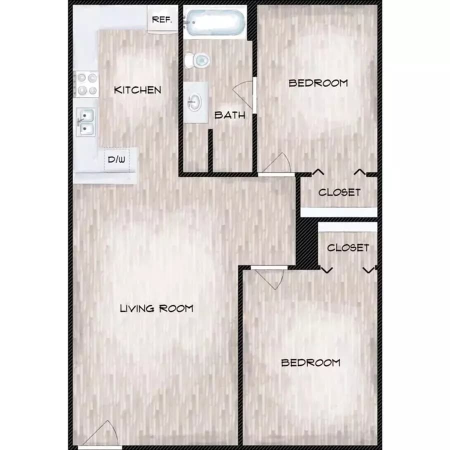 2x1 O 227 W/D floor plan