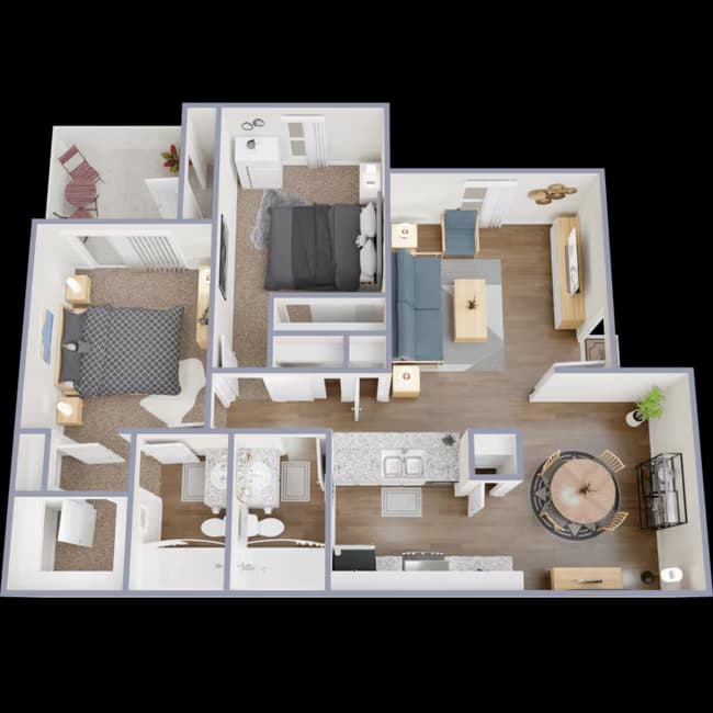 2 Beds • 2 Bath 1016 floor plan