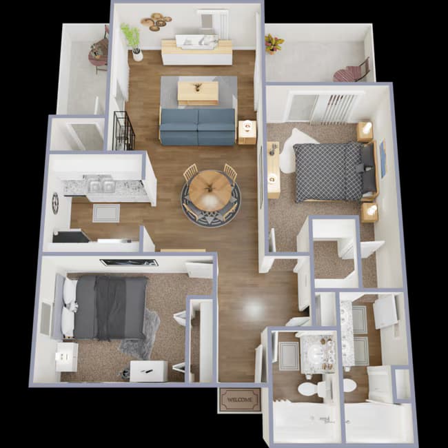 2 Bed 2 Bath B 2141 floor plan