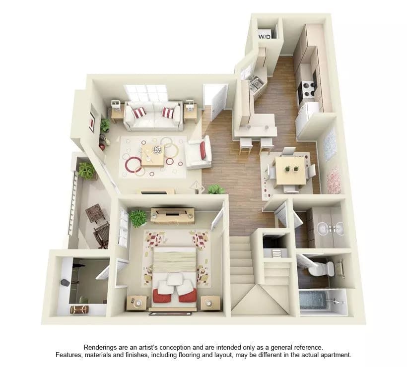 Two Bedroom Two Bath D1, D2 2100 floor plan