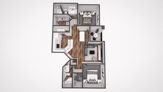 2x2 1100sf Partial 2092 floor plan