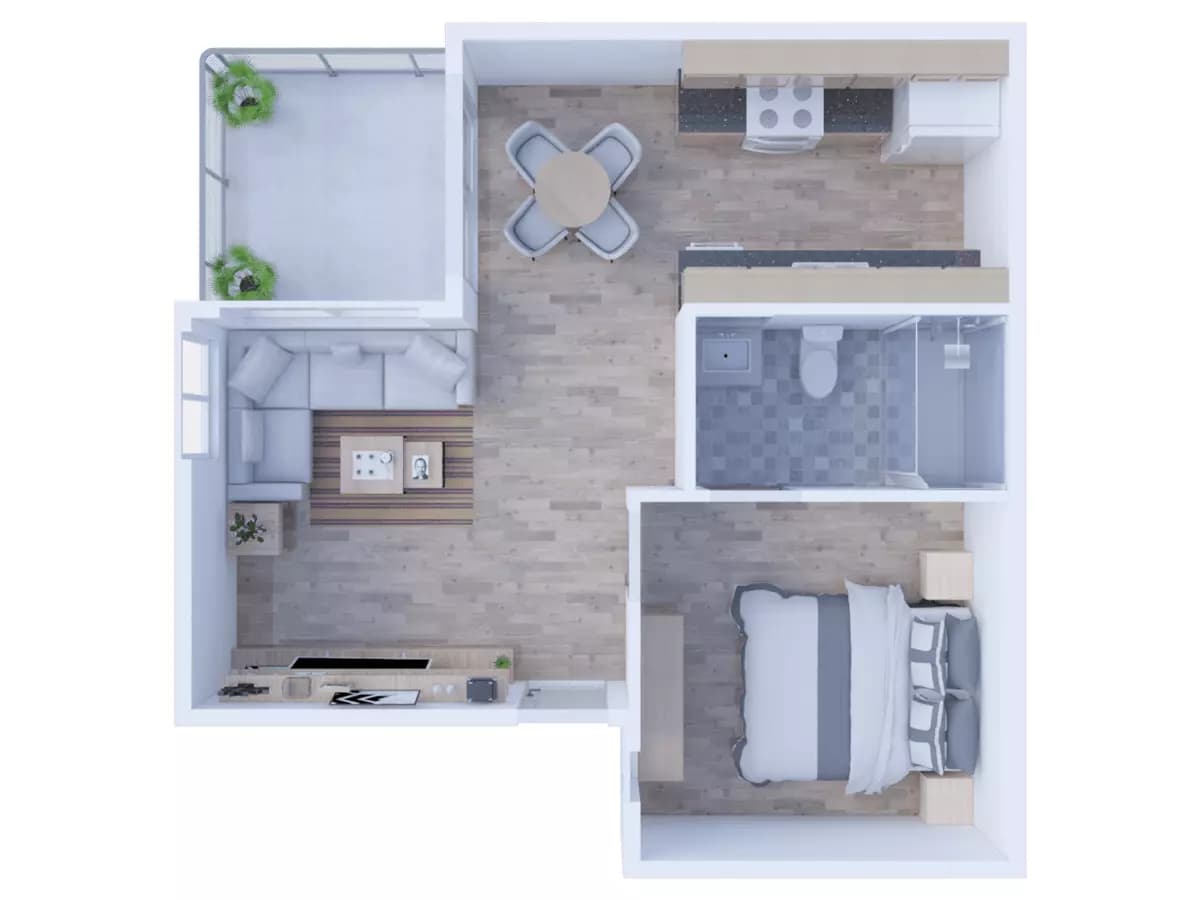 1X1 4E floor plan