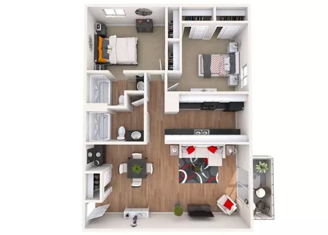 Two Bed, Two Bath 237 floor plan