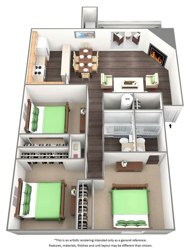 3 Beds • 2 Bath 1049 floor plan