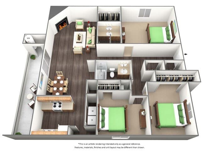 Three Bed Two Bath - C2 2051 floor plan
