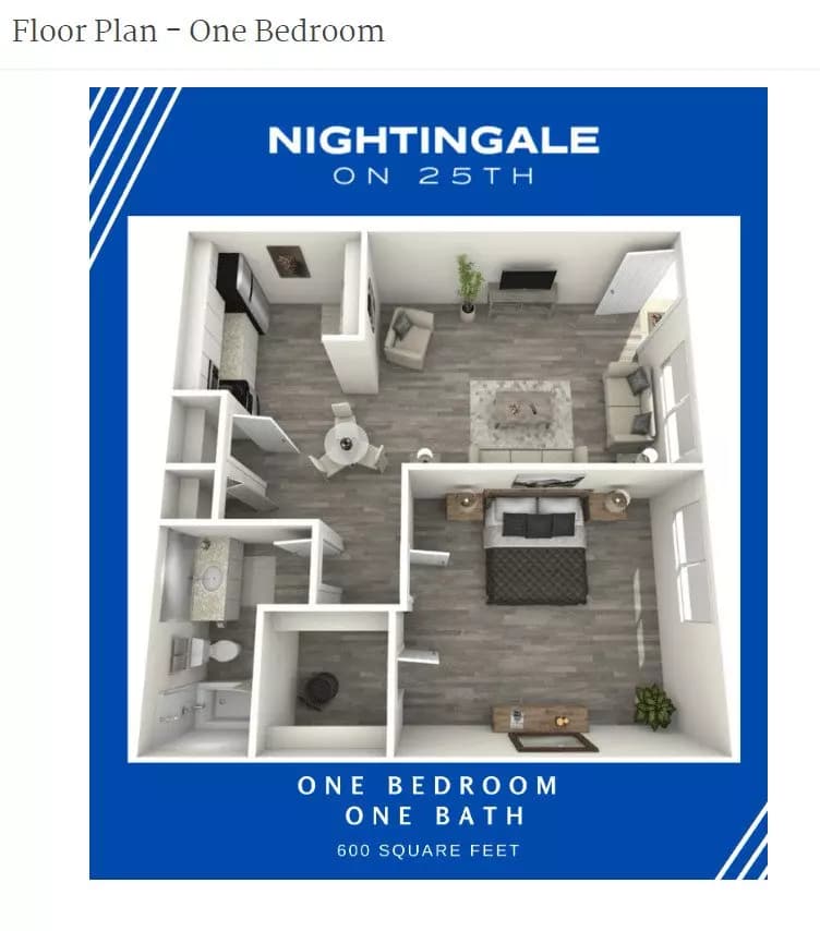 One Bedroom D202 floor plan
