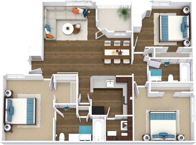 3 Beds • 2 Bath 2061 floor plan