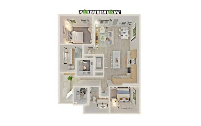 2 Beds • 2 Bath 2058 floor plan