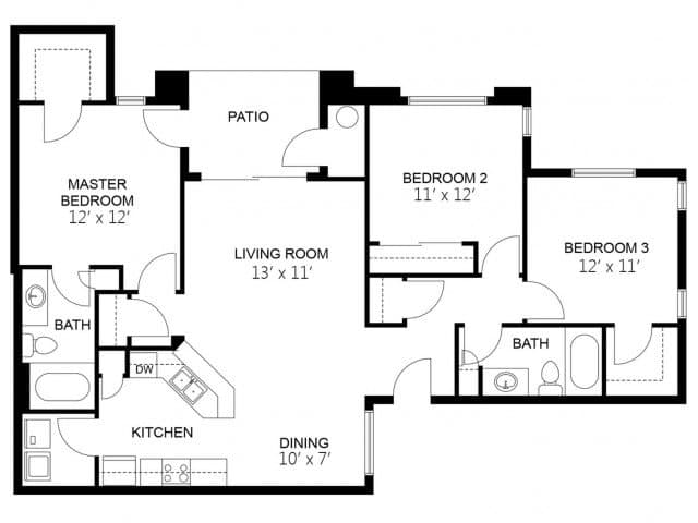 3 Beds • 2 Bath WAIT32 floor plan