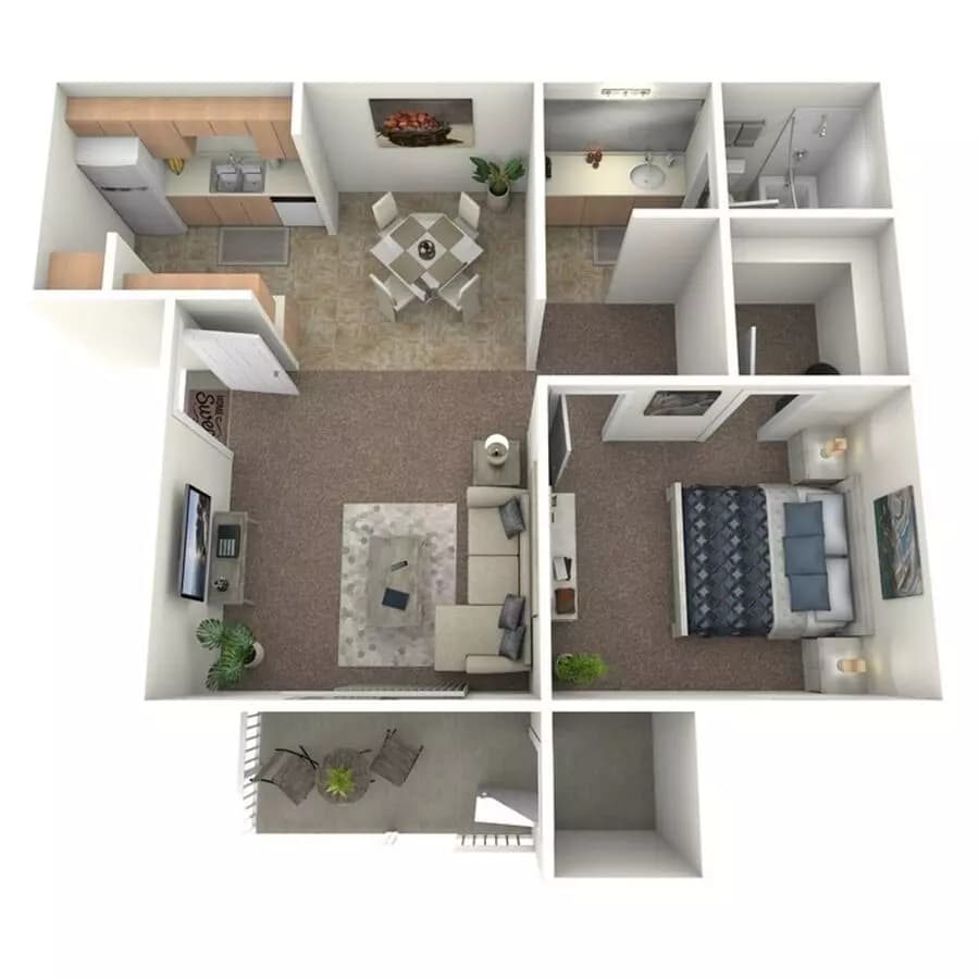 1x1 WD - G 104 floor plan