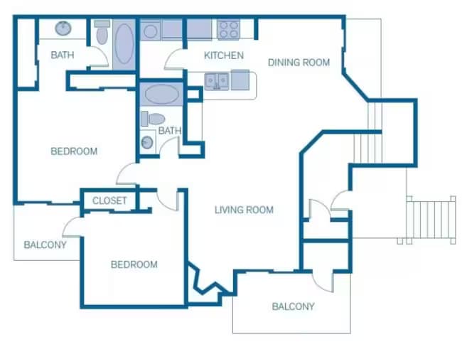 2 Bed 2 Bath - B2 2013 floor plan