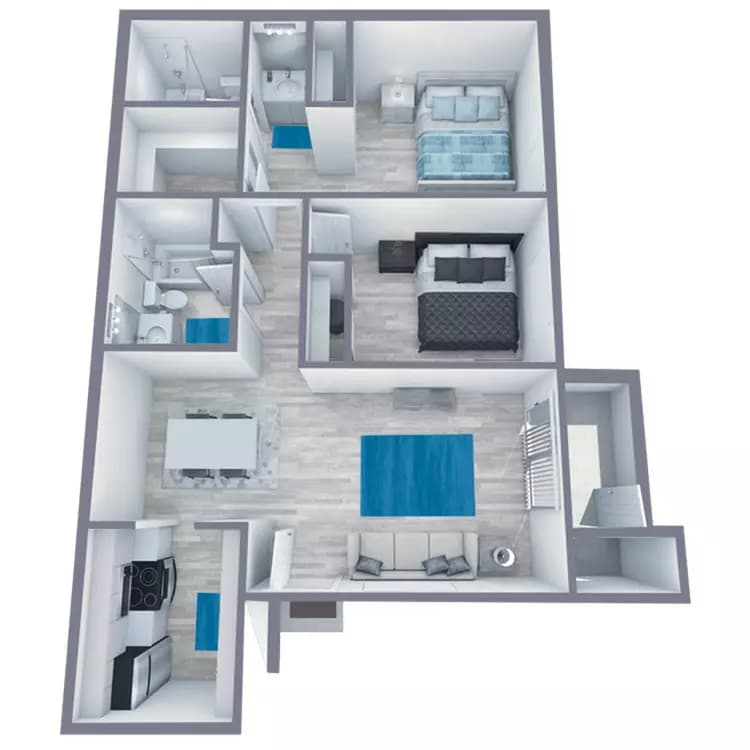 2 Beds • 2 Bath 217 floor plan
