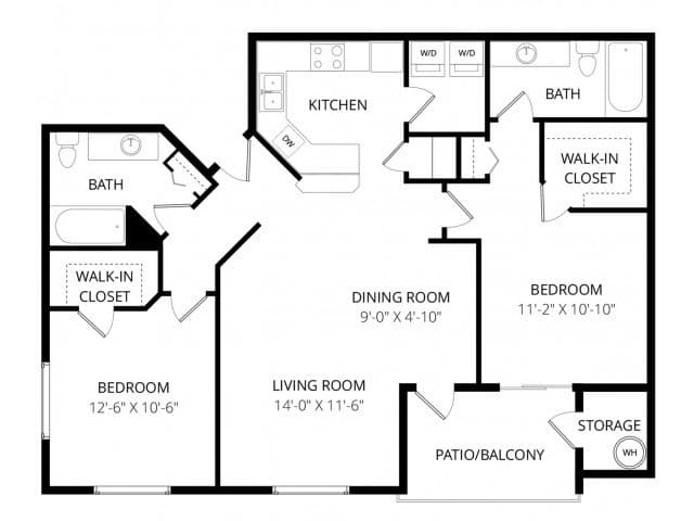 2 Bedroom 2 Bath 2055 floor plan