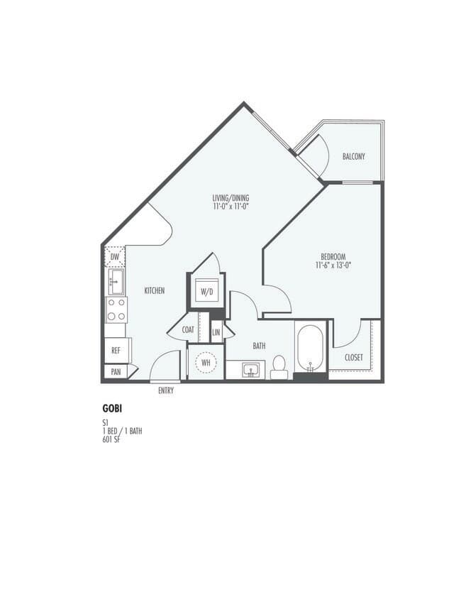 1 Bed • 1 Bath 2002 floor plan