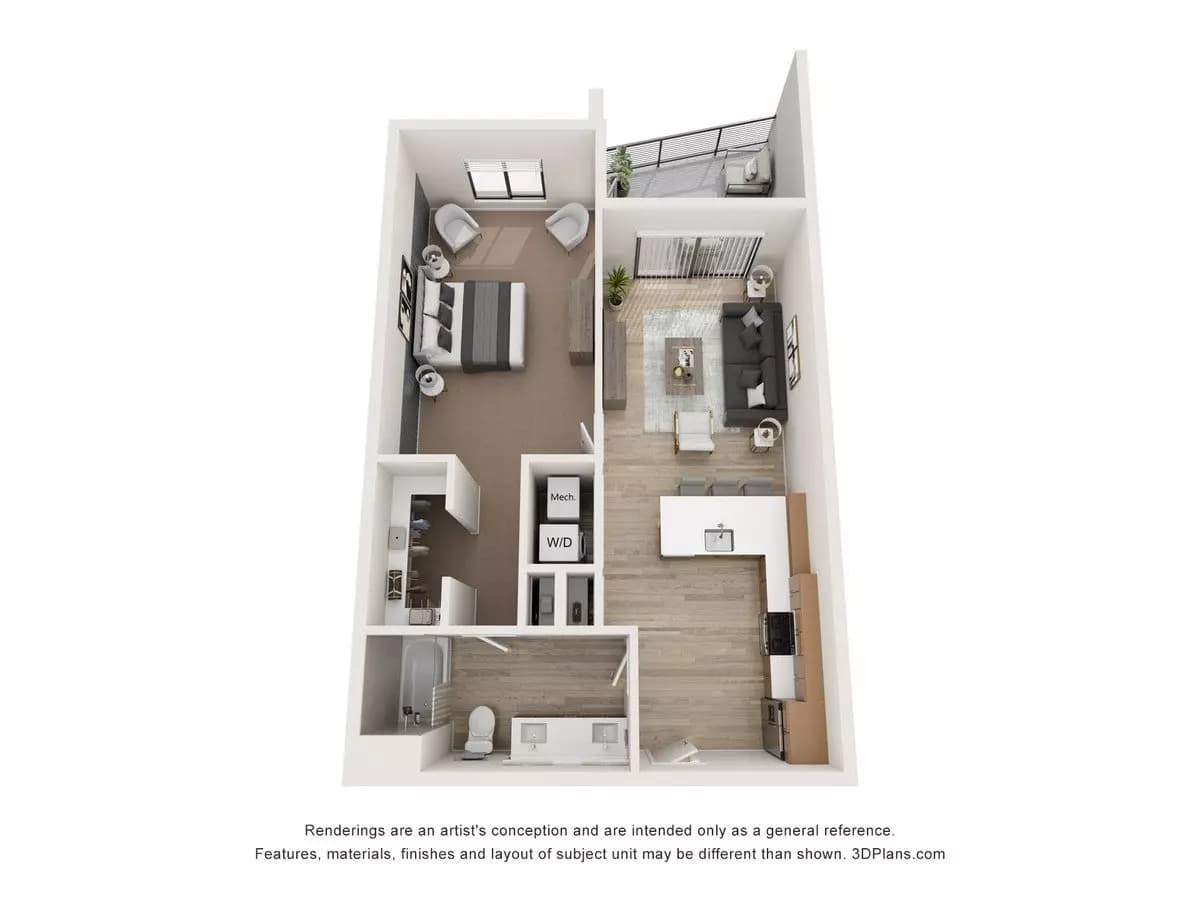 1x1 A1 408 floor plan