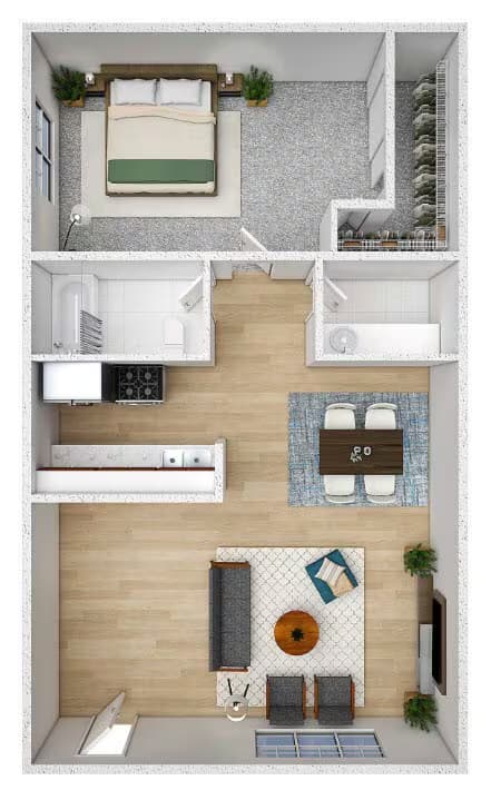 1 Bed 1 Bath 229 floor plan