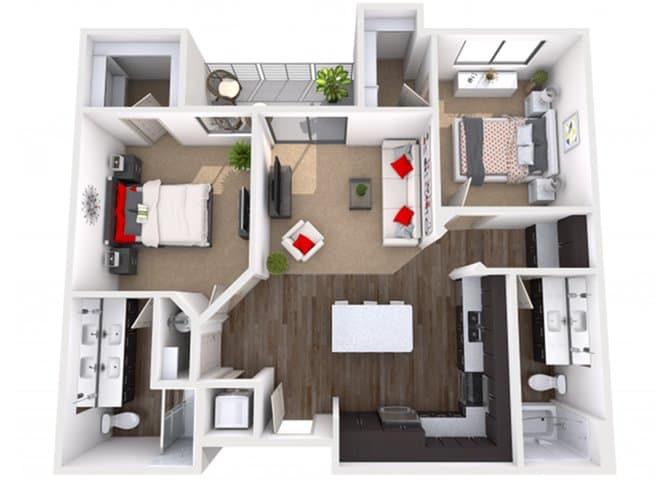 2 Beds • 2 Bath 253 floor plan
